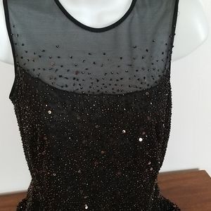 Sequin/beaded sleeveless top